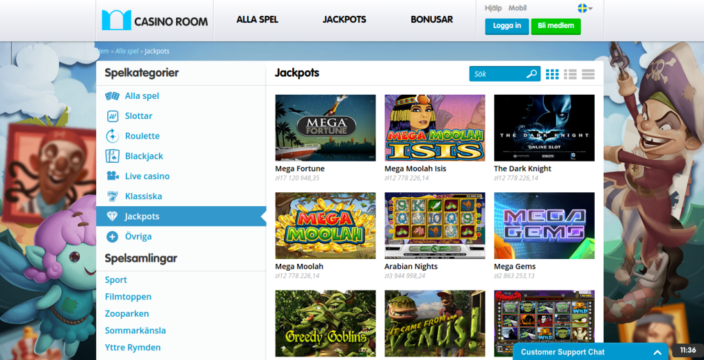 Casino Room website screen
